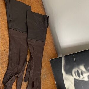 Bonwit Teller -Elegant Long Brown Leather Gloves
